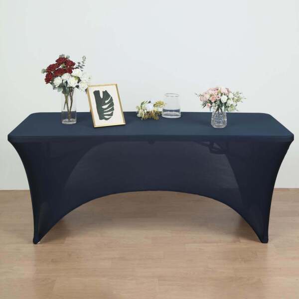Navy Blue 8 Ft Fitted Spandex Tablecloth Open Back Table Cover Home Wedding Party Supplies