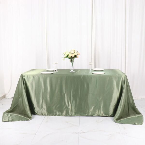 Eucalyptus Green 90X132" Rectangle Satin Tablecloth Home Wedding Party Supplies