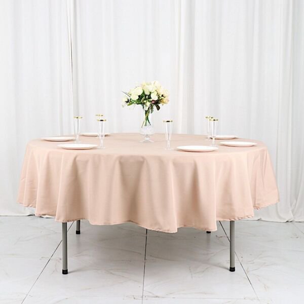 15 Nude 90" Round Polyester Tablecloths Restaurant Home Wedding Party Supplies