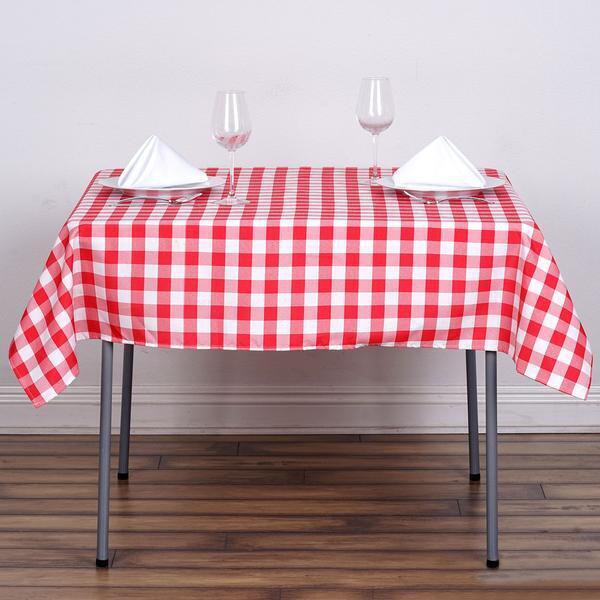 Red White Buffalo Plaid 54" Square Polyester Tablecloth Picnic Country Linens Home Wedding Party Sup