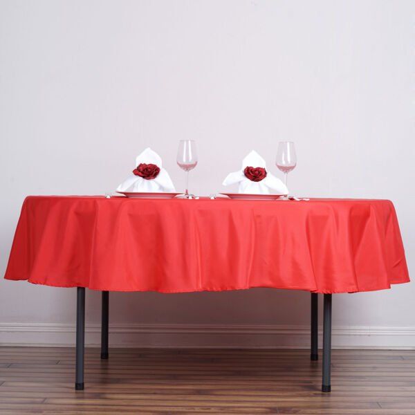Red 90" Round Polyester Tablecloth Home Wedding Party Supplies