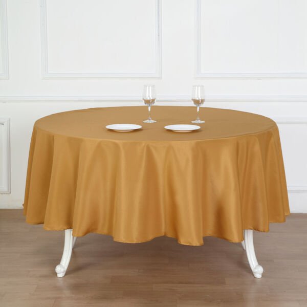 10 Gold 90" Round Polyester Tablecloths Home Wedding Party Supplies