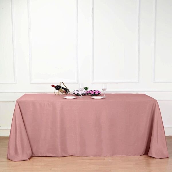 Dusty Rose Polyester 90X132" Rectangle Tablecloths Linens Home Wedding Party Supplies