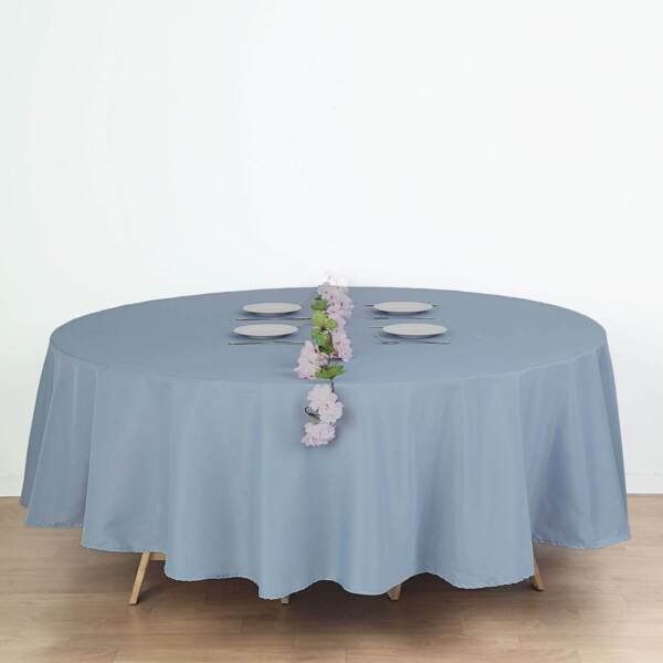 6 Pcs Dusty Blue 90" Round Polyester Tablecloths Trade Show Booth Home Wedding Party Supplies