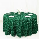 Hunter Green Ribbon Roses 120" Round Tablecloth Fancy Home Wedding Party Supplies