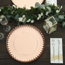 20 13" Rose Gold Round Paper Serving Trays Scalloped Rim Disposable Home Wedding Party Supplies