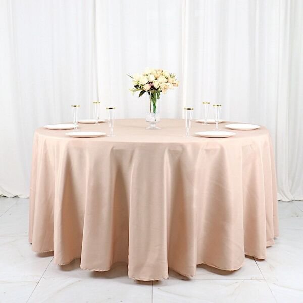 Nude 120 Inch Round Tablecloth Table Cover Home Wedding Party Supplies