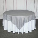 Silver 90" X 90" Metallic Crinkled Taffeta Table Overlay Home Wedding Party Supplies