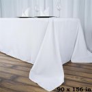 90X156" White Premium Rectangle Polyester Tablecloth Linens Home Wedding Party Supplies
