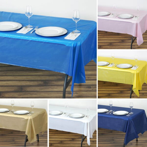 12 Pcs Rectangle 54X108" Disposable Plastic Table Covers Tablecloths Home Wedding Party Supplies
