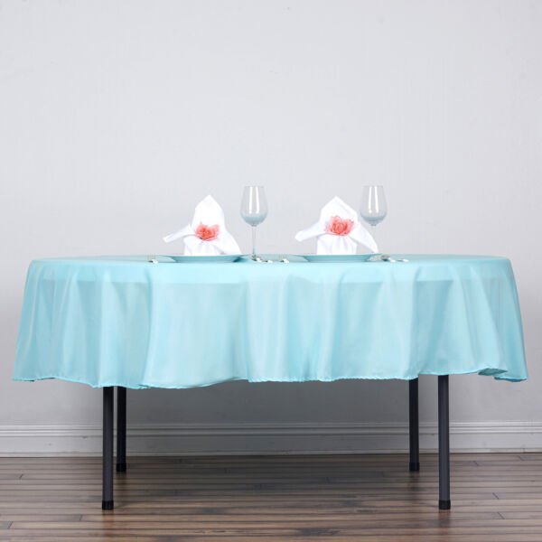 6 Pcs Light Blue 90" Round Polyester Tablecloths Trade Show Booth Home Wedding Party Supplies