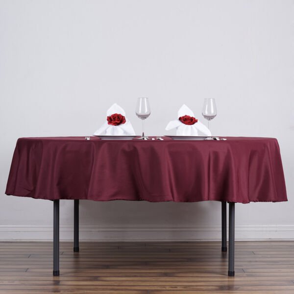 6 Pcs Burgundy 90" Round Polyester Tablecloths Trade Show Booth Home Wedding Party Supplies