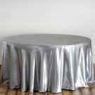 Silver 120" Round Satin Tablecloth Light Gray Kitchen Tabletop Linens Home Wedding Party Supplies