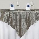 Silver Pintuck Tafetta 85X85" Square Table Overlay Light Gray Topper Home Wedding Party Supplies