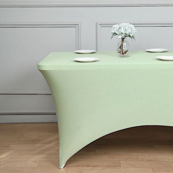 Sage Green 6 Ft Rectangle Spandex Stretch Table Cover Fitted Tablecloth Home Wedding Party Supplies