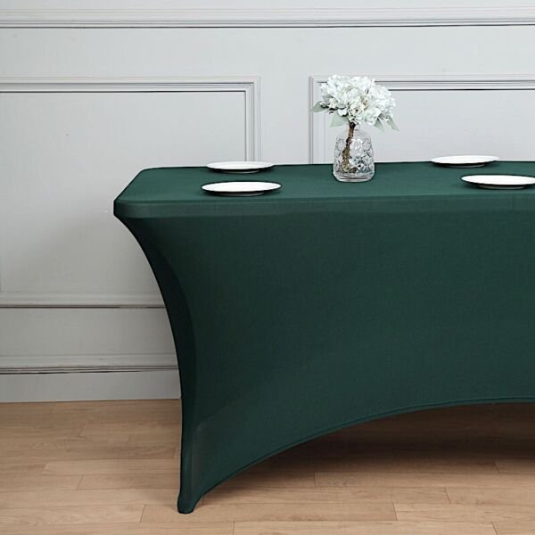 Hunter Green 6 Ft Rectangle Spandex Stretch Table Cover Fitted Tablecloth Home Wedding Party Supplie