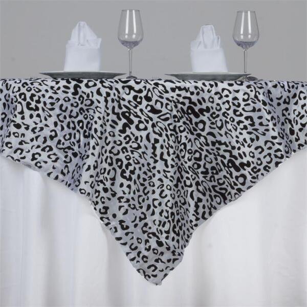 6 Pcs Leopard Table Overlays 72X72" Animal Safari Jungle Linens Home Wedding Party Supplies