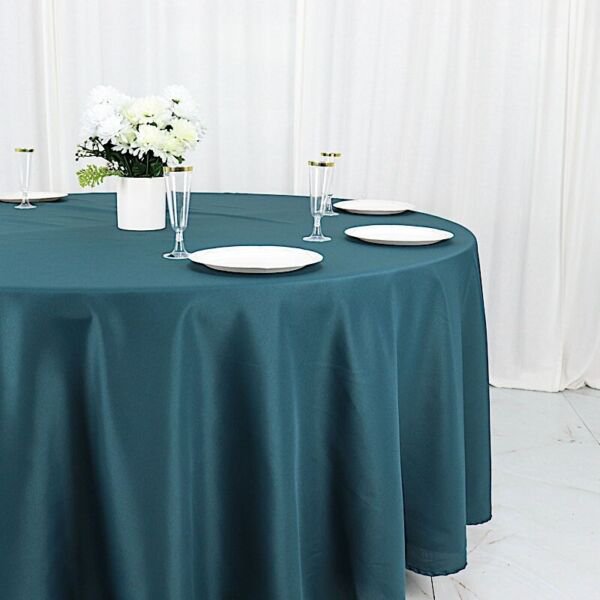 5 Peacock Teal 108" Round Polyester Tablecloths Affordable Home Wedding Party Supplies