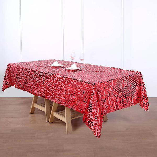Red 60"X102" Large Payette Sequin Rectangular Tablecloth Home Wedding Party Supplies