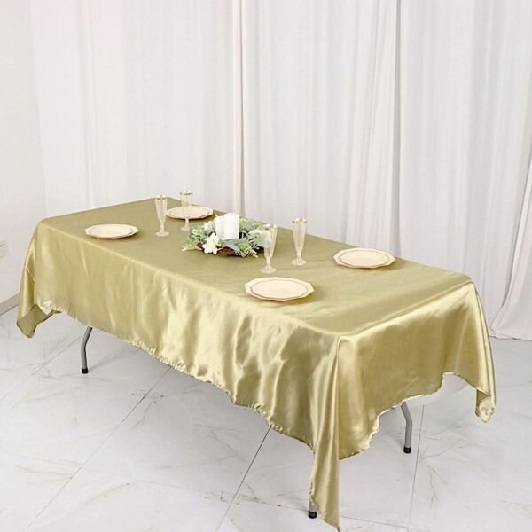 Champagne 60X102" Rectangle Satin Tablecloth Linens Home Wedding Party Supplies