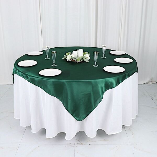 Hunter Green 60X60" Satin Square Table Overlay Home Wedding Party Supplies