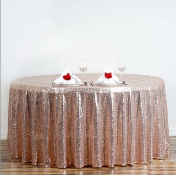 108" Blush Sequin Round Tablecloth Linens Home Wedding Party Supplies