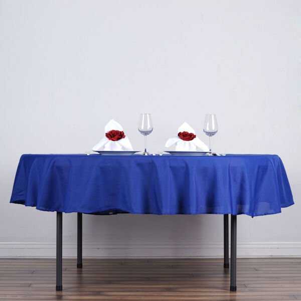 Royal Blue Round 70" Polyester Tablecloth Kitchen Linens Home Wedding Party Supplies