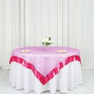 Fuchsia Embroidered Organza 72X72" Square Table Overlay Linens Home Wedding Party Supplies