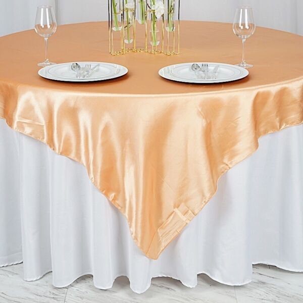 Peach Satin 72X72" Square Table Overlay Home Wedding Party Supplies