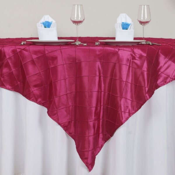 Fuchsia Pintuck 60X60" Square Table Overlays Unique Toppers Home Wedding Party Supplies