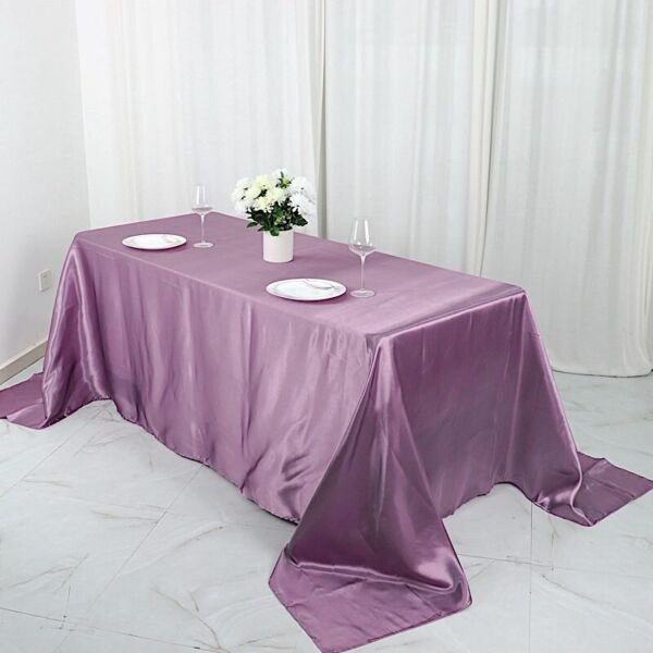 Violet Amethyst 90X132" Rectangle Satin Tablecloth Home Wedding Party Supplies