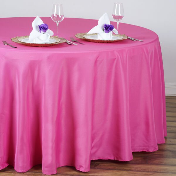 Fuchsia 108" Round Polyester Tablecloth For Home Wedding Party Supplies