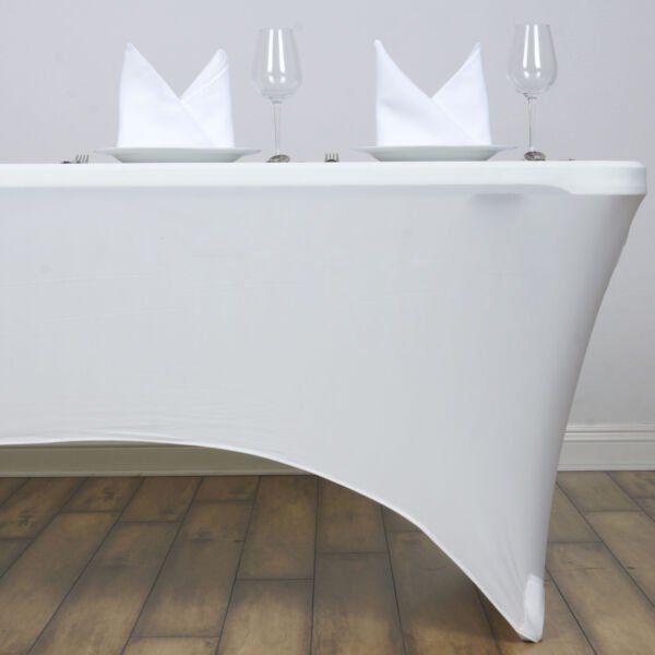 Ivory 4 Ft Rectangle Spandex Stretch Table Cover Fitted Tablecloth Home Wedding Party Supplies