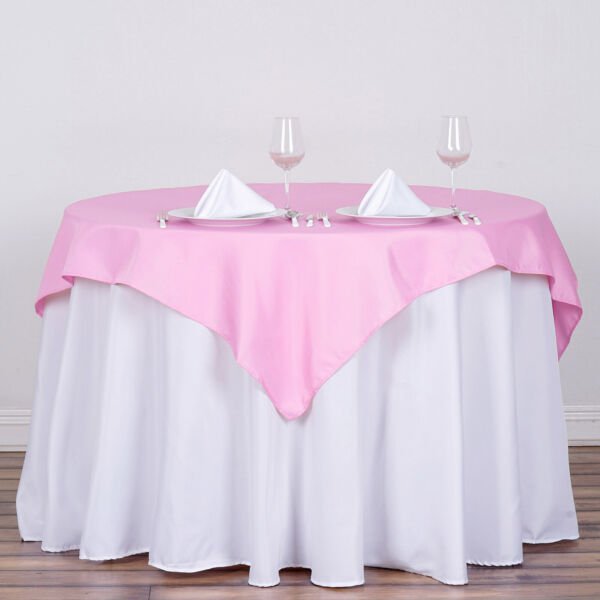 54" Pink Square Polyester Tablecloth Linens Home Wedding Party Supplies