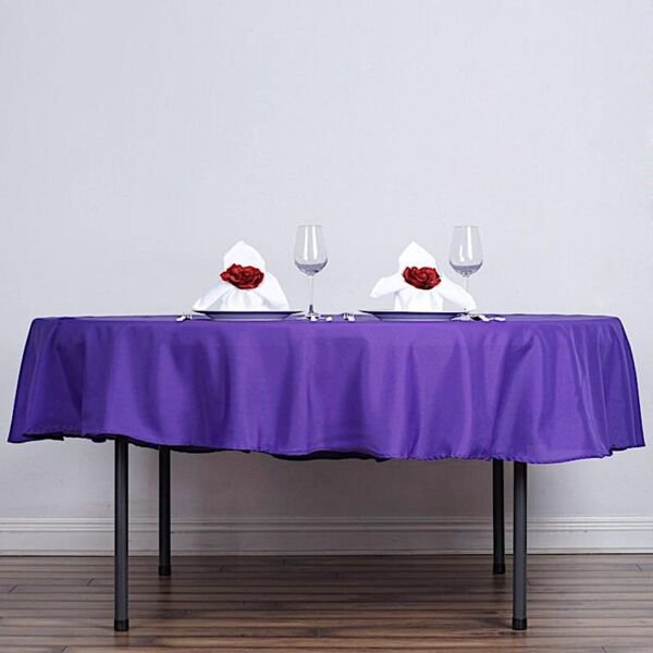 Purple 90" Round Polyester Tablecloth Dinner Home Wedding Party Supplies