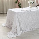 White Rectangular 90X156" Large Payette Sequin Tablecloth Home Wedding Party Supplies