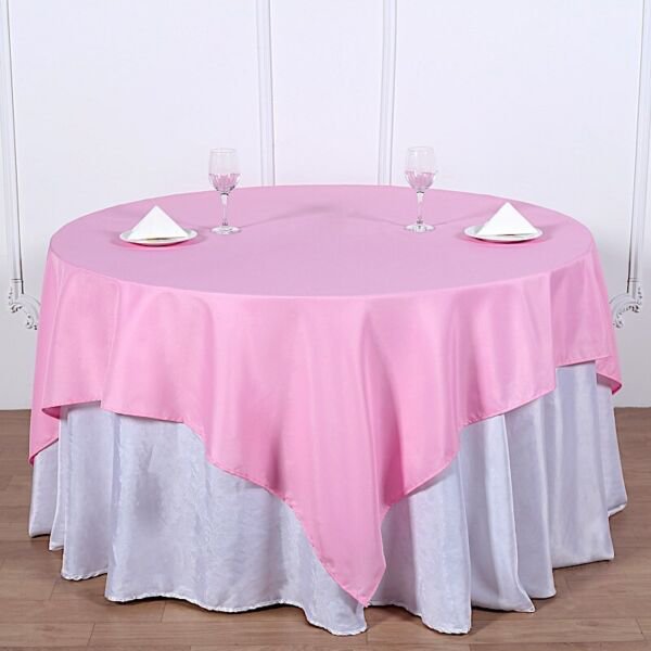 70" Pink Square Polyester Tablecloth Dinner Linens Home Wedding Party Supplies