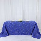 Royal Blue Gold 90"X132" Geometric Pattern Polyester Rectangle Tablecloth Home Wedding Party Supplie