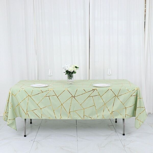 Sage Green Gold 60"X102" Polyester Rectangle Tablecloth Geometric Pattern Home Wedding Party Supplie