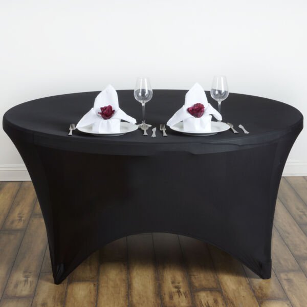 Black Round 60" Spandex Stretchable Tablecloth Home Wedding Party Supplies
