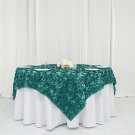 72X72" Turquoise Satin Raised Roses Table Overlays Unique Toppers Home Wedding Party Supplies