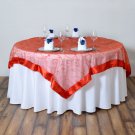 Burnt Orange Embroidered Organza 72X72" Square Table Overlay Linens Home Wedding Party Supplies