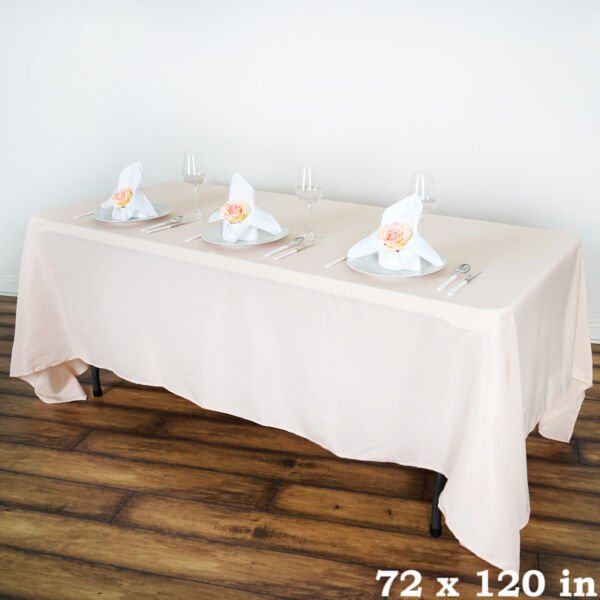 Blush 72X120 Rectangle Polyester Tablecloth Dinner Home Wedding Party Supplies