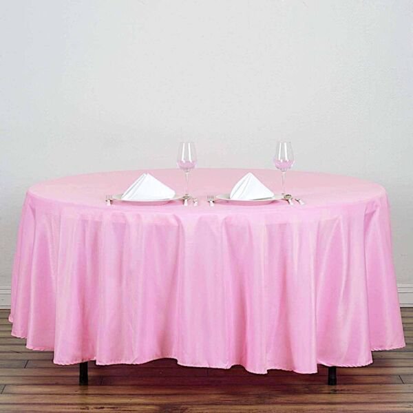 5 Pink 108" Round Polyester Tablecloths Tabletop Home Wedding Party Supplies