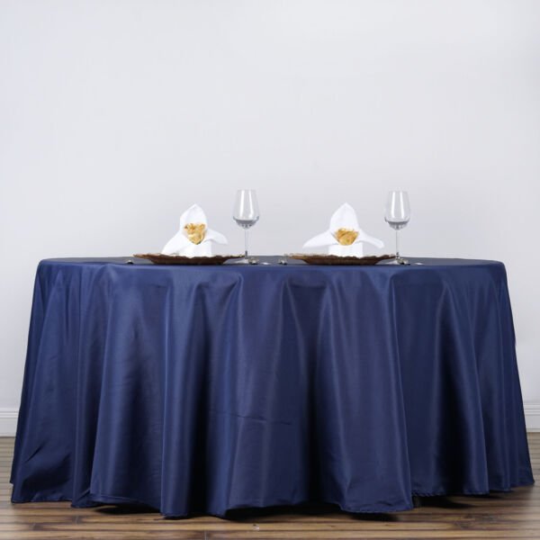 Navy Blue 132" Round Polyester Tablecloth Tabletop Dinner Home Wedding Party Supplies