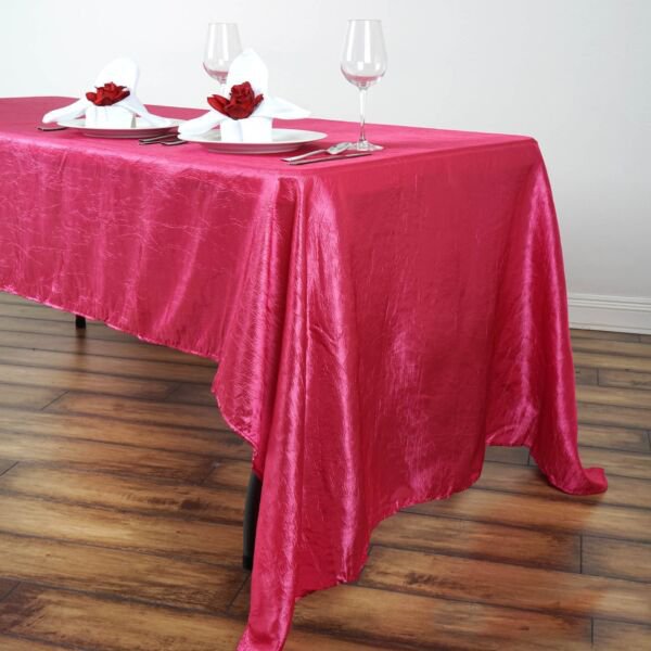 Fuchsia 60X126" Rectangle Crinkled Crushed Taffeta Tablecloths Home Wedding Party Supplies