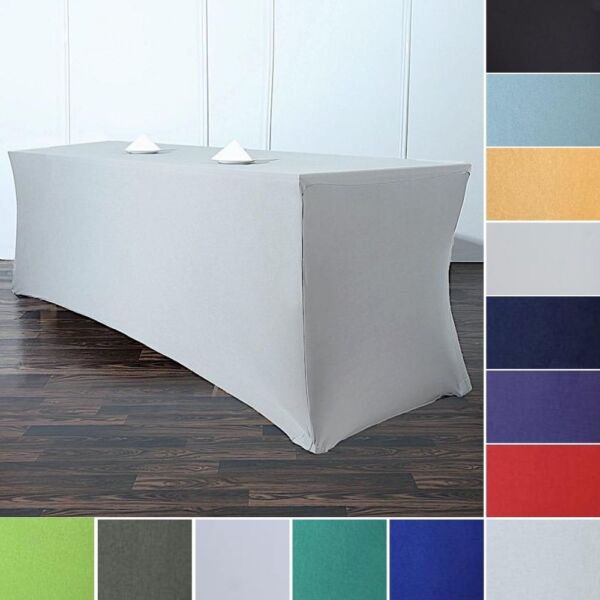 6 Pcs 8 Ft Rectangle Spandex Stretch Table Covers Fitted Tablecloths Home Wedding Party Supplies