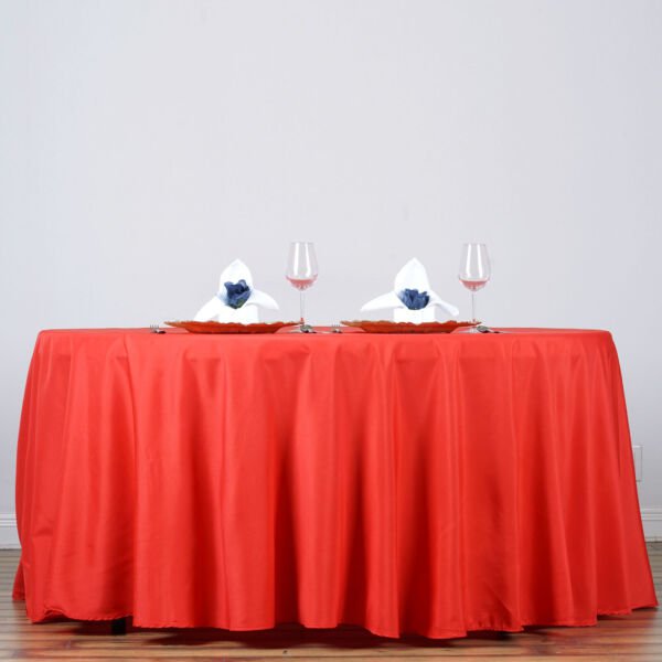 Red 132" Round Polyester Tablecloth High Quality Home Wedding Party Supplies