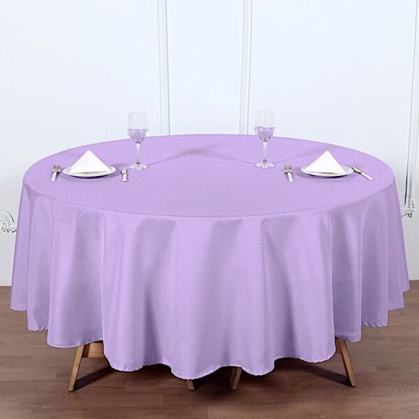 6 Pcs Lavender 90" Round Polyester Tablecloths Trade Show Booth Home Wedding Party Supplies