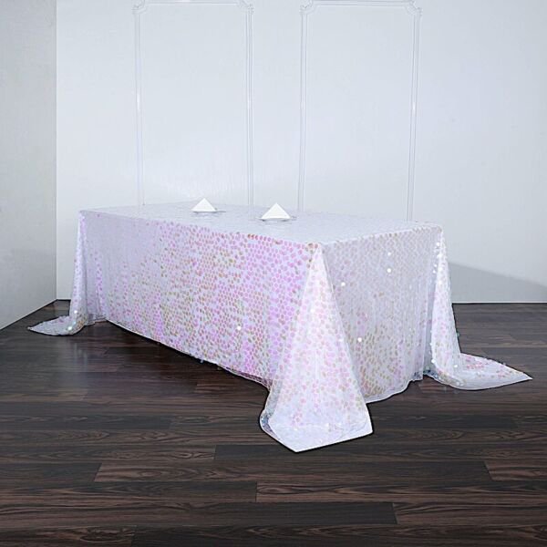 Iridescent Rectangular 90X132" Large Payette Sequin Tablecloth Home Wedding Party Supplies